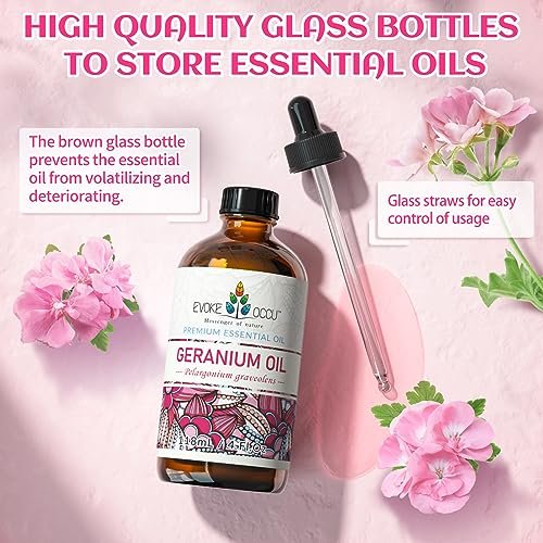 EVOKE OCCU Reines & Natürliches Geranienöl für Haut, Haare, Diffuser, Aromatherapie - 118 ml