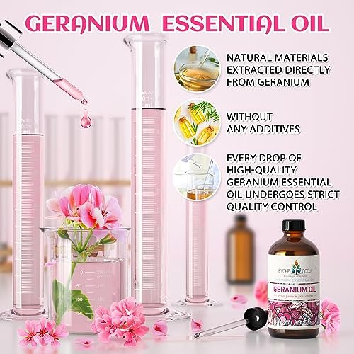EVOKE OCCU Reines & Natürliches Geranienöl für Haut, Haare, Diffuser, Aromatherapie - 118 ml