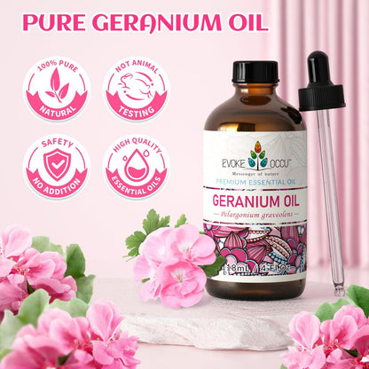 EVOKE OCCU Reines & Natürliches Geranienöl für Haut, Haare, Diffuser, Aromatherapie - 118 ml