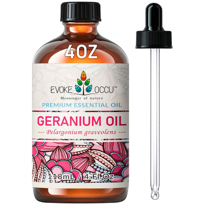 EVOKE OCCU Reines & Natürliches Geranienöl für Haut, Haare, Diffuser, Aromatherapie - 118 ml
