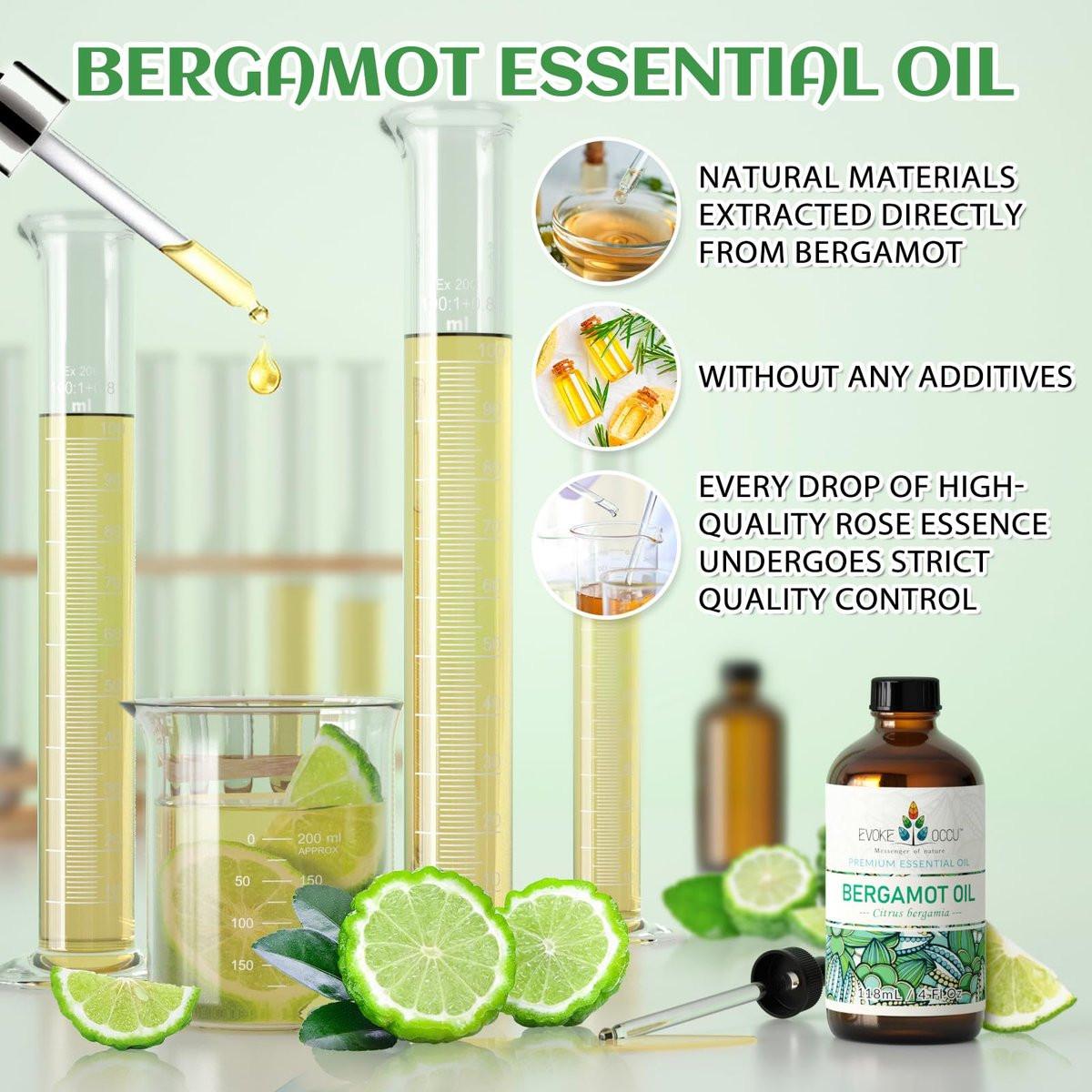 EVOKE OCCU Bergamot Ätherisches Öl für Diffuser, Hautentspannung & DIY Wolltrocknerbälle - 118 ml