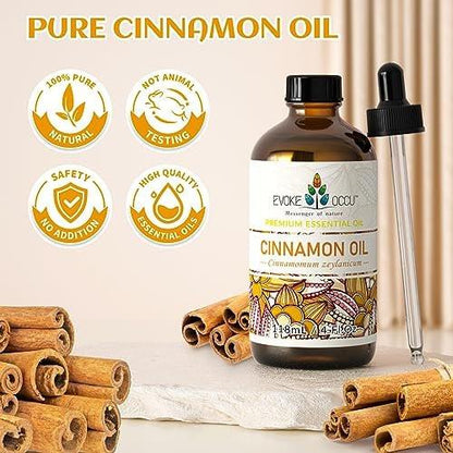 EVOKE OCCU Zimt ätherisches Öl – warmer Herbstduft für Diffuser, Spray, Seife, Kerzen, Haar- und Hautpflege – 118 ml
