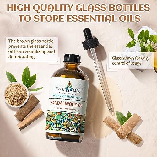 EVOKE OCCU Sandelholz Ätherisches Öl für Hautpflege, Diffuser, Parfüm, Kerzen- und Seifenherstellung - 118 ml