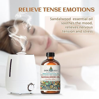EVOKE OCCU Sandelholz Ätherisches Öl für Hautpflege, Diffuser, Parfüm, Kerzen- und Seifenherstellung - 118 ml