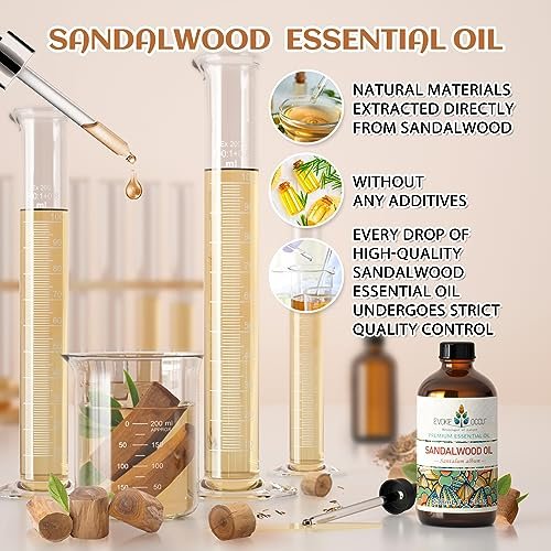 EVOKE OCCU Sandelholz Ätherisches Öl für Hautpflege, Diffuser, Parfüm, Kerzen- und Seifenherstellung - 118 ml
