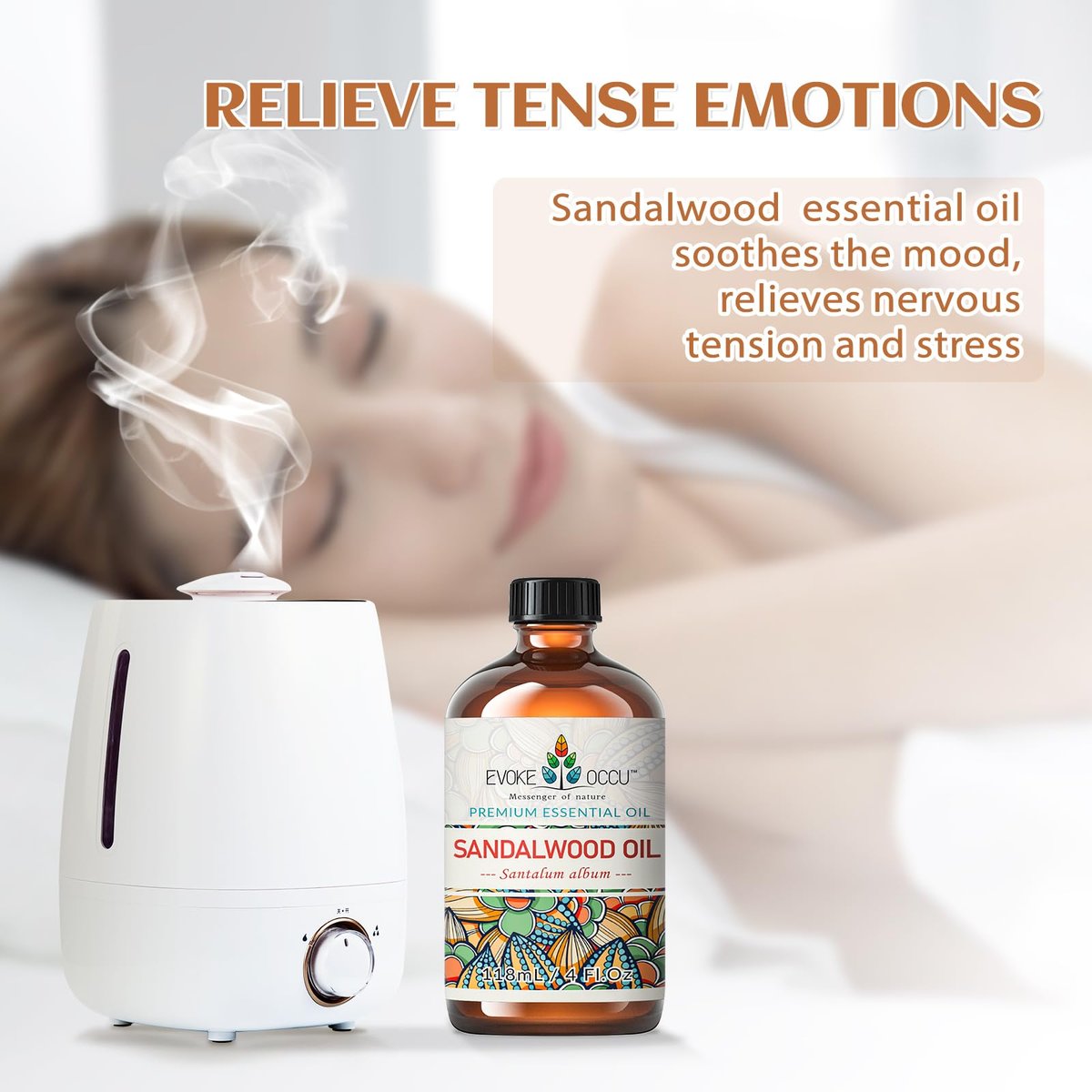 EVOKE OCCU Sandelholz Ätherisches Öl für Hautpflege, Diffuser, Parfüm, Kerzen- und Seifenherstellung - 118 ml