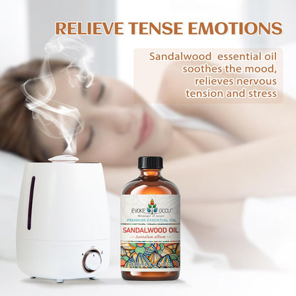 EVOKE OCCU Sandelholz Ätherisches Öl für Hautpflege, Diffuser, Parfüm, Kerzen- und Seifenherstellung - 118 ml