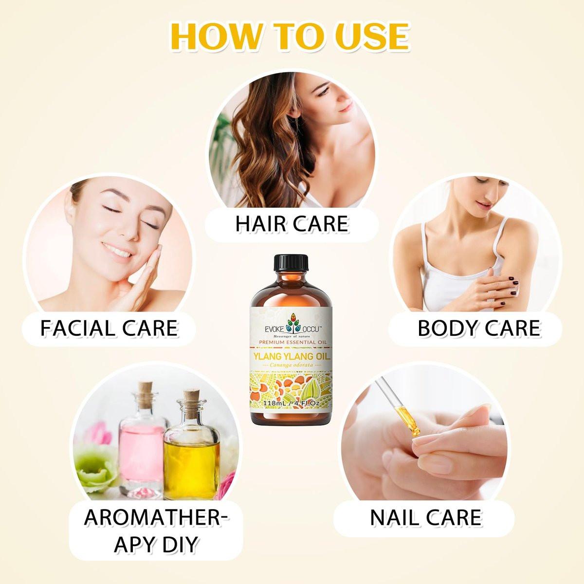 EVOKE OCCU Ylang Ylang Bio-Öl 118 ml – Reines ätherisches Öl für Haut, Haare und Aromatherapie