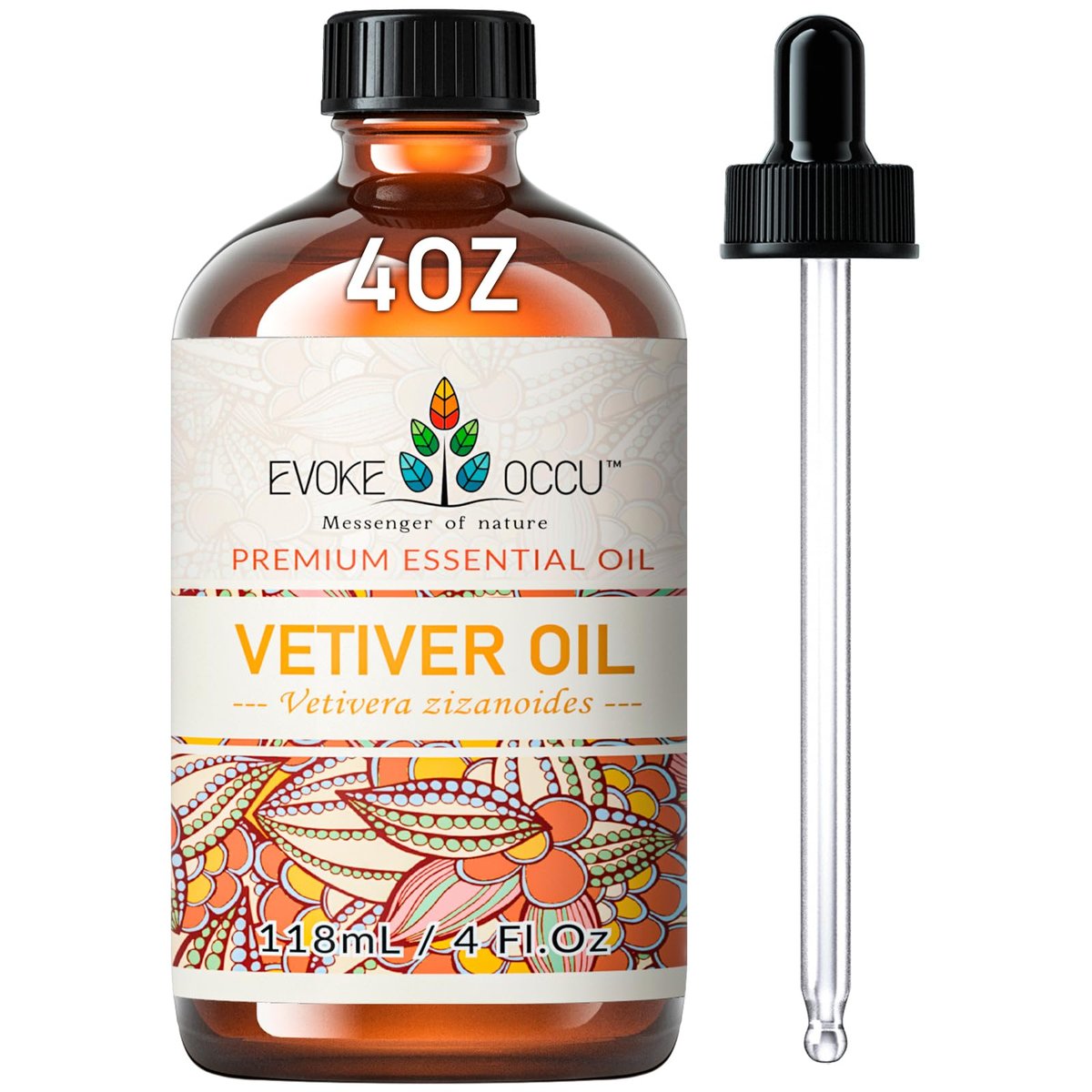 EVOKE OCCU Reines & Natürliches Vetiver Ätherisches Öl für Haut, DIY, Kerzen- und Seifenherstellung - 118 ml