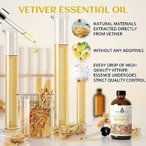 EVOKE OCCU Reines & Natürliches Vetiver Ätherisches Öl für Haut, DIY, Kerzen- und Seifenherstellung - 118 ml