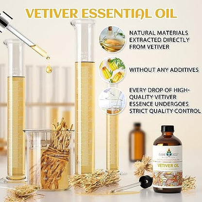EVOKE OCCU Reines & Natürliches Vetiver Ätherisches Öl für Haut, DIY, Kerzen- und Seifenherstellung - 118 ml