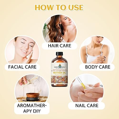 EVOKE OCCU Reines & Natürliches Vetiver Ätherisches Öl für Haut, DIY, Kerzen- und Seifenherstellung - 118 ml