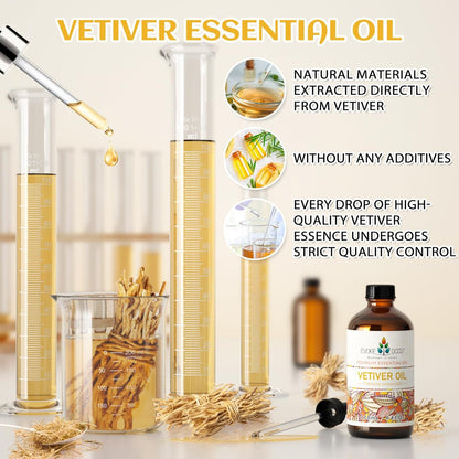 EVOKE OCCU Reines & Natürliches Vetiver Ätherisches Öl für Haut, DIY, Kerzen- und Seifenherstellung - 118 ml