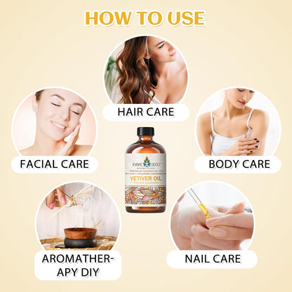 EVOKE OCCU Reines & Natürliches Vetiver Ätherisches Öl für Haut, DIY, Kerzen- und Seifenherstellung - 118 ml