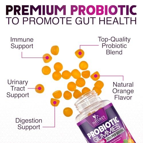 Probiotika für die Verdauungsgesundheit Gummis - 6 einzigartige Stämme für tägliche Immununterstützung & Darmgesundheit, unterstützt Verstopfung, Blähungen & Völlegefühl - Bestes probiotisches Nahrungsergänzungsmittel für Frauen & Männer - 60 Gummis