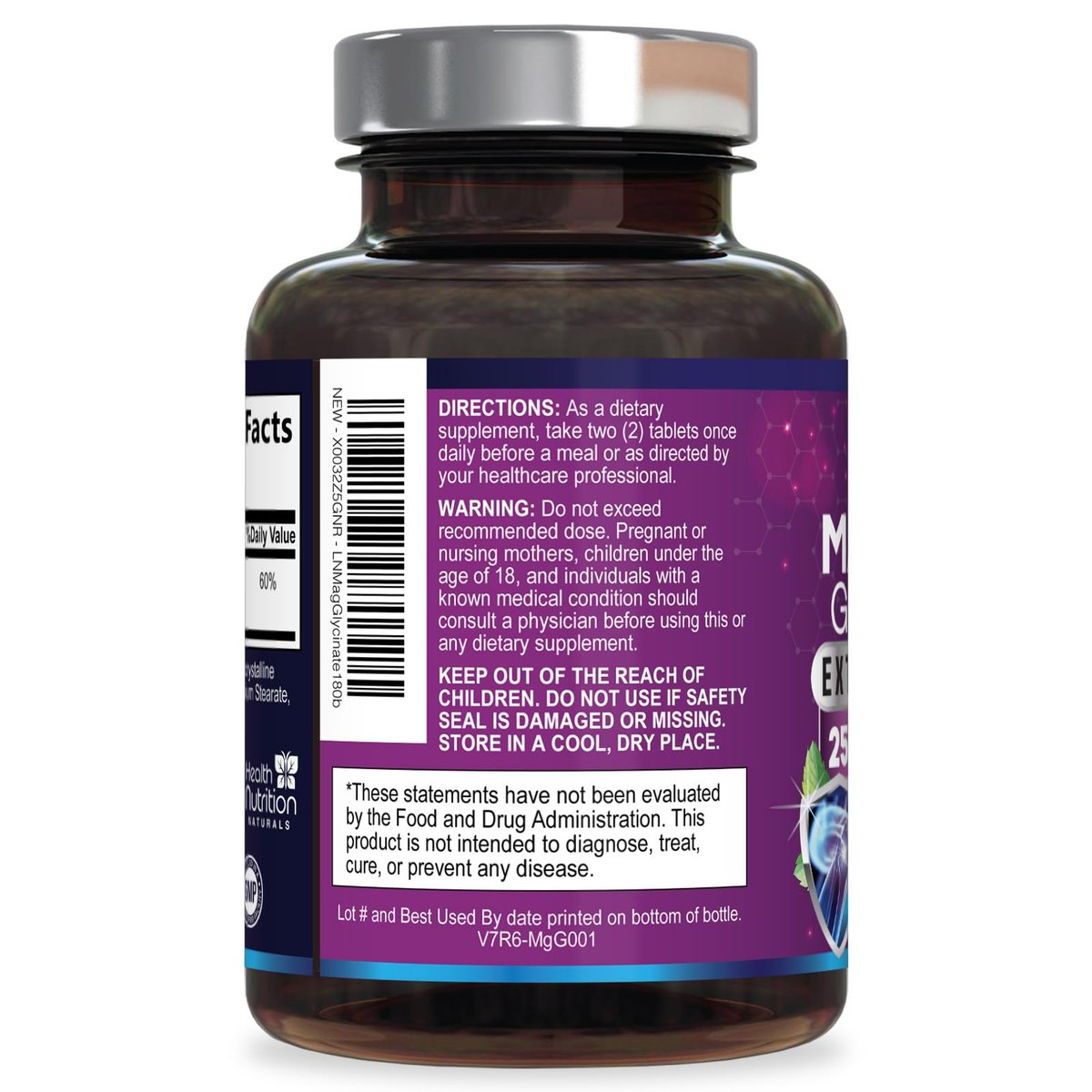 Magnesium Glycinat 250 mg pro Portion – Hochabsorbierendes, 100% cheliertes Magnesium – Unterstützt Muskeln, Nerven, Knochen und Herz – Glutenfrei, Nicht-GVO, Vegan – Hergestellt in den USA – 180 Tabletten