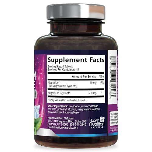 Magnesium Glycinat 250 mg pro Portion – Hochabsorbierendes, 100% cheliertes Magnesium – Unterstützt Muskeln, Nerven, Knochen und Herz – Glutenfrei, Nicht-GVO, Vegan – Hergestellt in den USA – 180 Tabletten