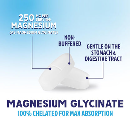 Magnesium Glycinat 250 mg pro Portion – Hochabsorbierendes, 100% cheliertes Magnesium – Unterstützt Muskeln, Nerven, Knochen und Herz – Glutenfrei, Nicht-GVO, Vegan – Hergestellt in den USA – 180 Tabletten