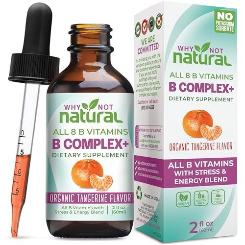 Why Not Natural Vitamin B Komplex flüssige Tropfen - Nahrungsergänzung für Frauen - Vegan und sublinguale Formen von B1, B2, B3, B5, B6, Biotin, Folat und Cholin - Plus Mischung zur Energieunterstützung