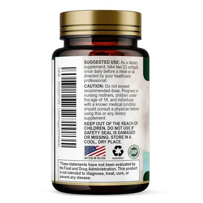 Omega 3 Fischöl Kapseln – 2400 mg Fischöl pro Portion – Dreifach starke Omega-3 mit EPA & DHA Fettsäuren – Natürliche Unterstützung für Herz, Gehirn und Immunsystem – Wild gefangen, in den USA abgefüllt – 60 Weichkapseln