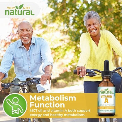 Why Not Natural Vitamin A Tropfen 10.000 IE - Flüssiges Retinylpalmitat mit Kokos-MCT-Öl, veganes Vitamin-A-Präparat für die Haut - 30 ml sublinguale Tinktur