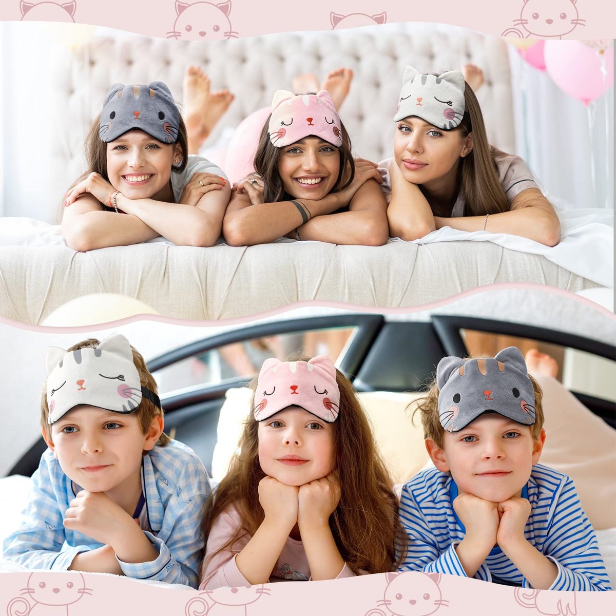 Haysandy 3-teilige Schlafmaske für Kinder Mädchen – Kuschelige Katzen-Augenmaske für erholsamen Schlaf und Reisen