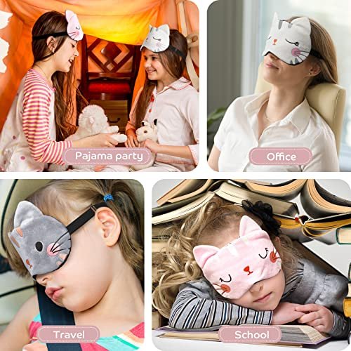 Haysandy 3-teilige Schlafmaske für Kinder Mädchen – Kuschelige Katzen-Augenmaske für erholsamen Schlaf und Reisen