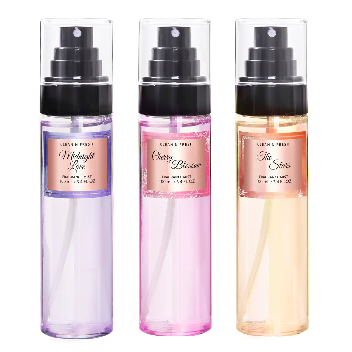 Clean-n-Fresh Body Spray für Frauen, Körperspray, Duftnebel Geschenkset, 3er-Pack, je 100 ml, Gesamt 300 ml, Kirschblüte