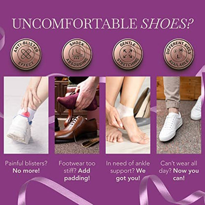 Ballotte Premium Silikon-Fersenpolster für Schuhe, Gel-Fersenkissen & Polster für Damen & Herren, Große Größe