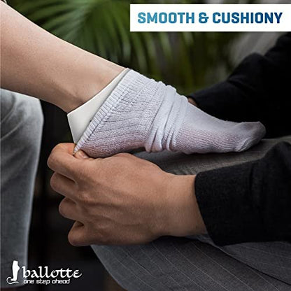 Ballotte Premium Silikon-Fersenkissen – Gel-Fersenpolster für Damen & Herren – Fußbettentlastung & Blasenprävention – Gepolsterte Sohleneinlagen bei Plantarfasziitis – Weiche Silikonsocken (Medium, 4er-Pack)