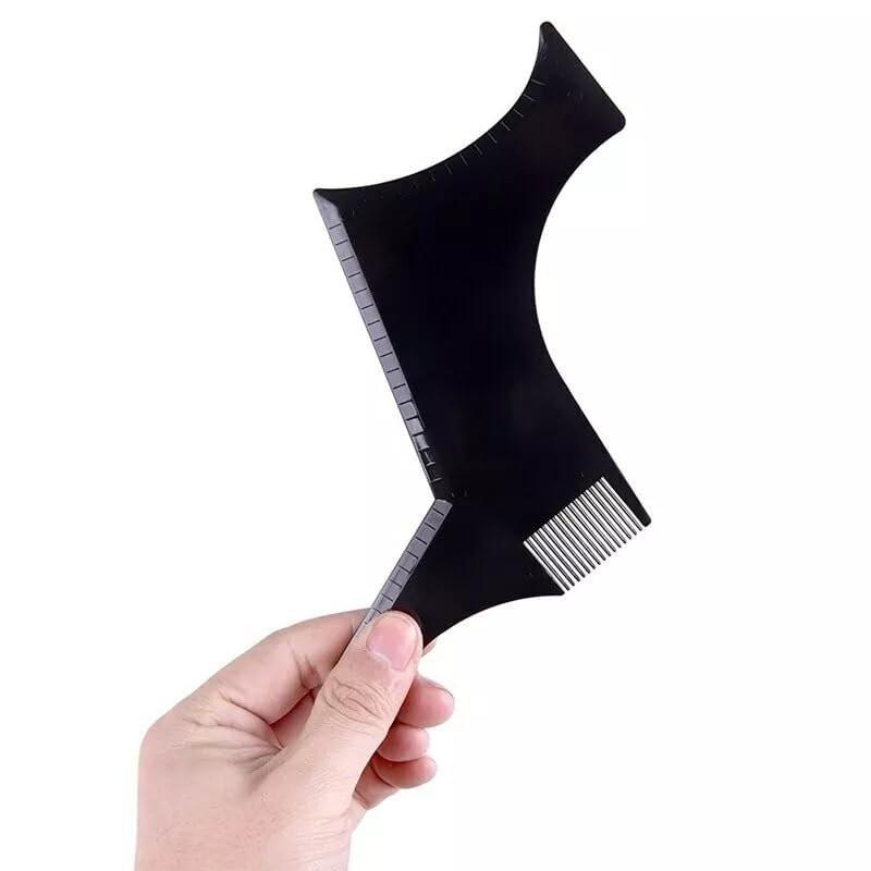 KUJOBUY Bartformwerkzeug mit Schablone und Kantenschneider für symmetrische Kiefer-, Wangen- und Nackenlinien - Pflegeanleitung für stilvollen Goatee, Schnurrbart und Curved Step Cut (1er Pack) - Tolles Geschenk