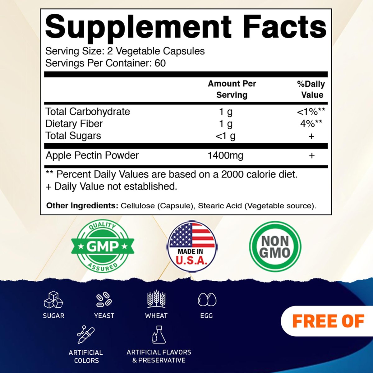 Vitamatic Apfelpektin 700mg – 120 vegane Kapseln, Ballaststoffpräparat für die Verdauungsgesundheit