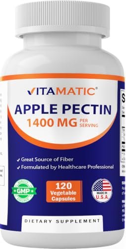 Vitamatic Apfelpektin 700mg – 120 vegane Kapseln, Ballaststoffpräparat für die Verdauungsgesundheit