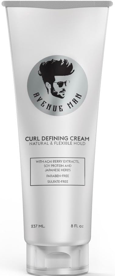 Avenue Man Curl Defining Cream – Verbesserte Formel – Natürlicher & flexibler Halt mit Kräuterextrakten für lockiges & welliges Haar – Parabenfrei & sulfatfrei