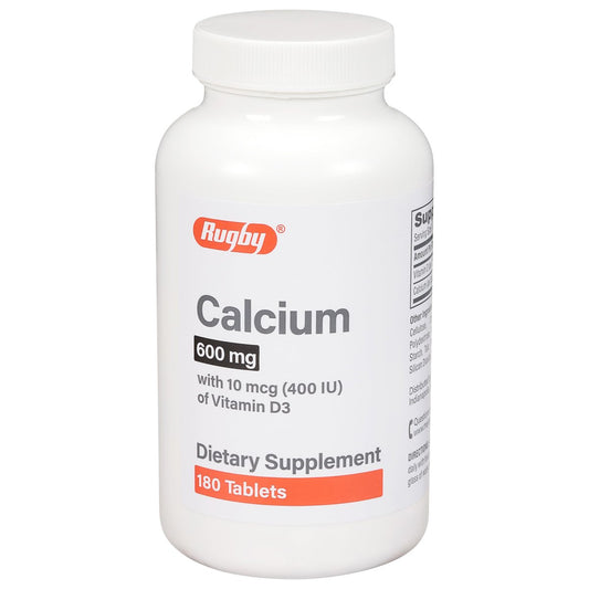 Rugby 600 mg Calcium Tabletten mit Vitamin D3 - 10 μg (400 IE) - Nahrungsergänzungsmittel - 180 Stück (1 Packung)