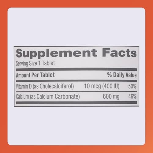 Rugby 600 mg Calcium Tabletten mit Vitamin D3 - 10 μg (400 IE) - Nahrungsergänzungsmittel - 180 Stück (1 Packung)