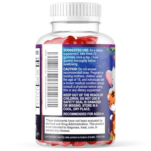 Probiotische Gummibärchen für Kinder - Immununterstützung & Verdauungsgesundheit - Tägliche, kaubare Probiotika für Kinder ab 4 Jahren - Vegan, gluten- & laktosefrei - Beerengeschmack - 120 Gummibärchen