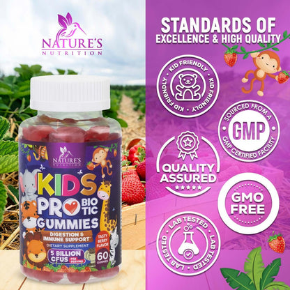 Probiotische Gummibärchen für Kinder - Immununterstützung & Verdauungsgesundheit - Tägliche, kaubare Probiotika für Kinder ab 4 Jahren - Vegan, gluten- & laktosefrei - Beerengeschmack - 120 Gummibärchen