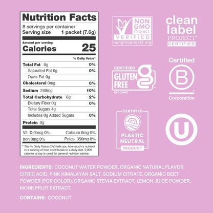 Cure Hydration | Pflanzliches Elektrolyt-Getränkepulver | Ohne Zuckerzusatz | FSA-HSA | Dehydrierungs-Linderungspulver mit Kokoswasser | Nicht-GVO | Vegan | Box mit 8 Portionsbeuteln - Wassermelone
