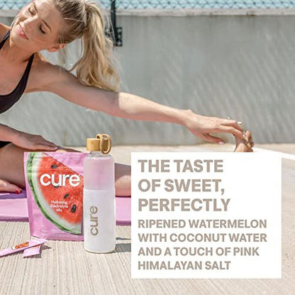 Cure Hydration | Pflanzliches Elektrolyt-Getränkepulver | Ohne Zuckerzusatz | FSA-HSA | Dehydrierungs-Linderungspulver mit Kokoswasser | Nicht-GVO | Vegan | Box mit 8 Portionsbeuteln - Wassermelone