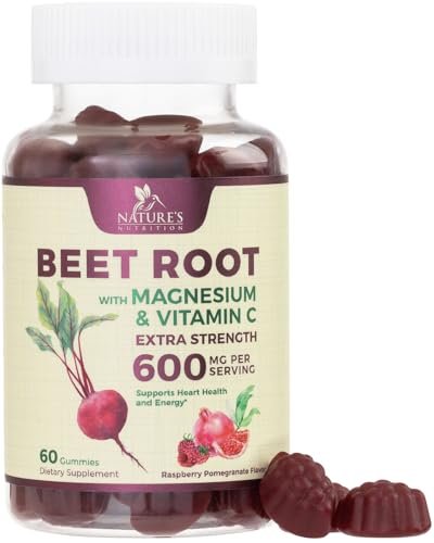 Rote Bete Gummibärchen mit Vitamin C & Magnesium – Superfood zur Unterstützung von Energie, Herzgesundheit und Stickoxid-Produktion – 60 Gummis