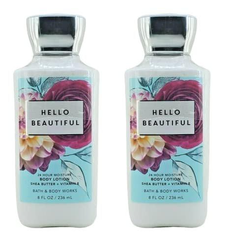 Bath & Body Works Super Smooth Body Lotion Set – 2 x 236 ml (Hello Beautiful) – Geschenkset für Damen
