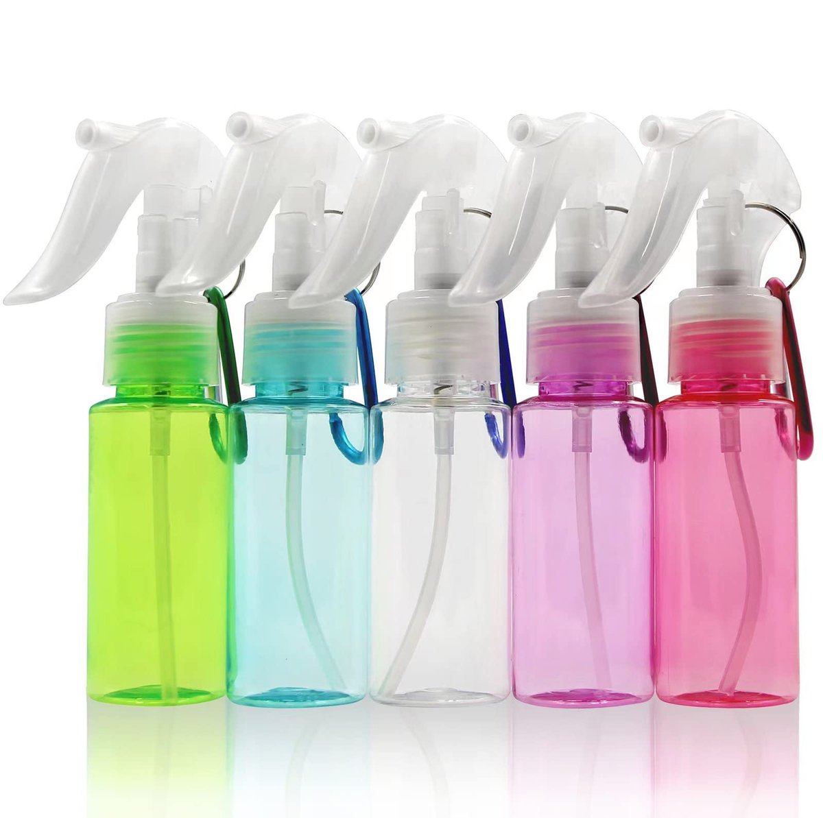 Nachfüllbare Reisesprühflasche 5er-Set (60 ml / 2 oz) mit Schlüsselanhänger – Leak-Proof Mini Zerstäuberflasche für Handdesinfektion, Reisen und Kosmetik