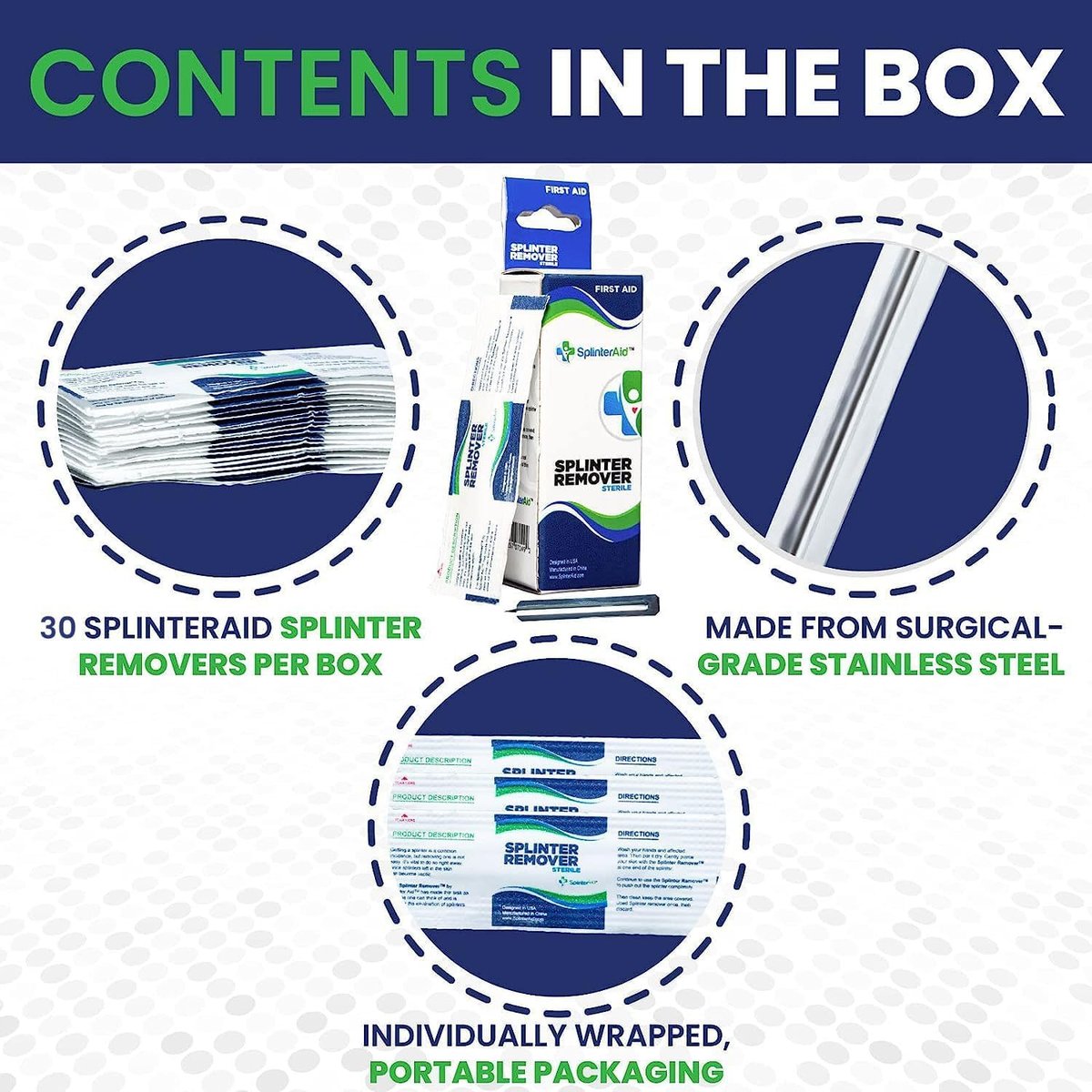 Schmerzfreies Splitter-Entfernungsset (30er-Pack) | Entfernen Sie Splitter schnell & einfach | Kompakte Erste-Hilfe für Zuhause, Reisen & Camping | Ideal zum Wandern, Holzarbeiten & Outdoor | Keine Pinzette nötig