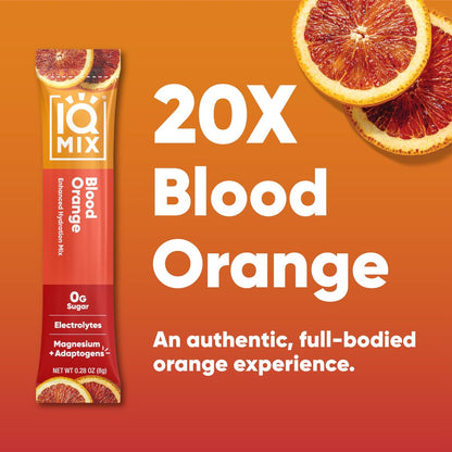 IQMIX Hydration Elektrolyt-Pulver – 4-in-1 Formel für Hydration, geistige Klarheit, Stimmung und Erholung – Zuckerfreies Getränk, Keto, Magnesium-L-Threonat, Löwenmähne – 20 Portionen Blutorange