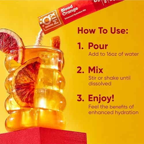 IQMIX Hydration Elektrolyt-Pulver – 4-in-1 Formel für Hydration, geistige Klarheit, Stimmung und Erholung – Zuckerfreies Getränk, Keto, Magnesium-L-Threonat, Löwenmähne – 20 Portionen Blutorange