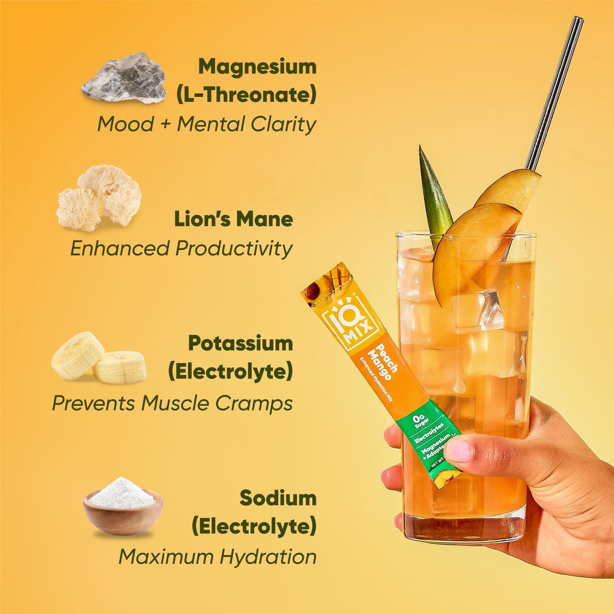 IQMIX Hydration Electrolyte Pulver – 4-in-1 Formel für Hydration, geistige Klarheit, Stimmung und Erholung – Zuckerfreies Getränkepulver, Keto, Magnesium-L-Threonat, Löwenmähne – 20 Beutel Sortenpackung