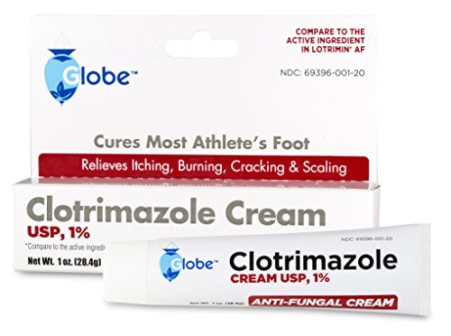 Globe Clotrimazol Antimykotikum Creme 1% USP, 1 Unze (4er-Pack) – Behandlung gegen Fußpilz, Juckreiz, Brennen, Risse und Schuppen bei Athletenfuß, Jock Itch, Ringelflechte und mehr