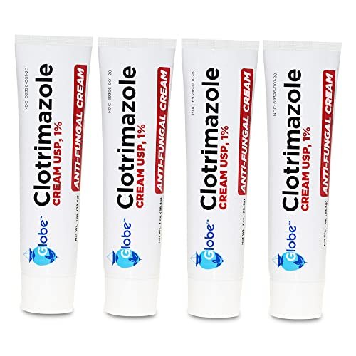 Globe Clotrimazol Antimykotikum Creme 1% USP, 1 Unze (4er-Pack) – Behandlung gegen Fußpilz, Juckreiz, Brennen, Risse und Schuppen bei Athletenfuß, Jock Itch, Ringelflechte und mehr