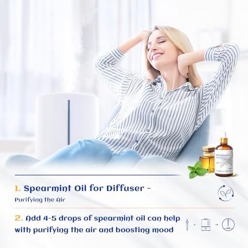 HIQILI 100 ml Pfefferminzöl für Hautpflege, Gesichtspflege – kann Lotionen und Cremes beigemischt werden – 100 % rein natürlich, Behandlungsqualität – 3,38 Fl Oz